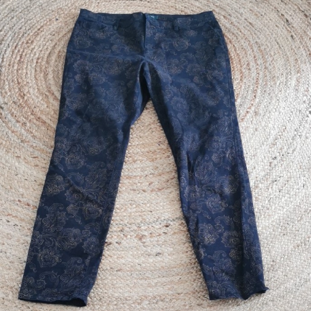 Vintage 🌟LaurenRalphLauren Womens Floral Gold Print Cottagecore Pants. Size 14